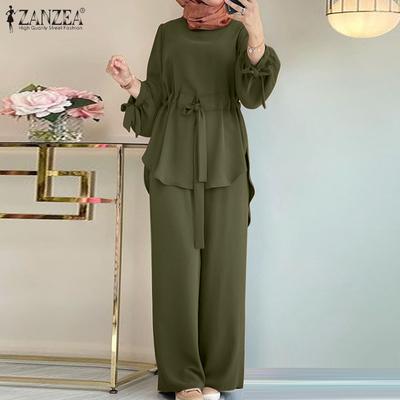 Women Long Sleeve Blouse and Pants Casual Two Piece Suit Set