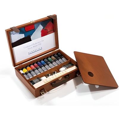 Oil Paint Set - Sennelier - Luxury - 12 Tubes 40 Ml - Varnished Noble Wood - Mixed Adult