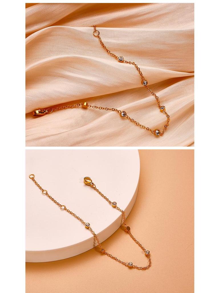 Japanese & Korean-Style Minimalist Women's Bracelet with Single Diamond Design