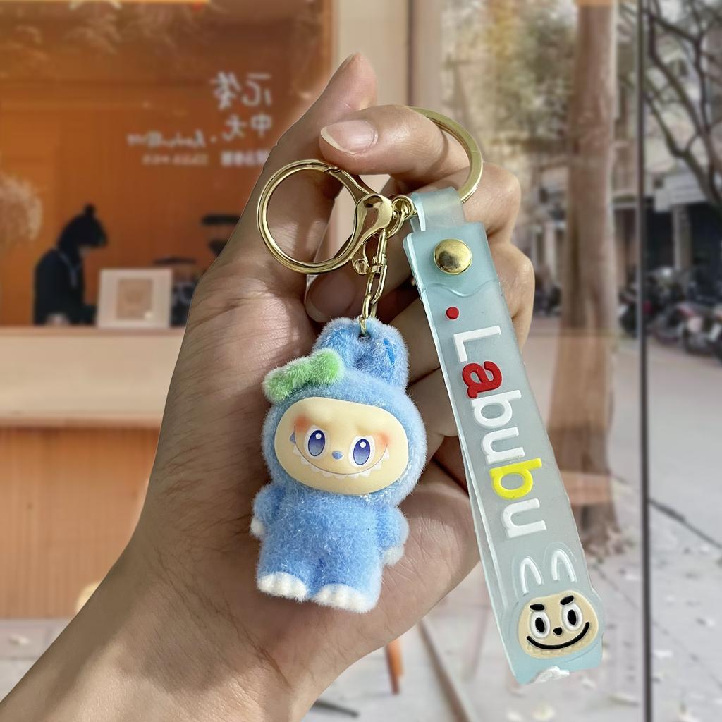 Tide Play Flocking Bow Rabub Doll Keychain Pendant Series Bag Pendant Keychain Pendant