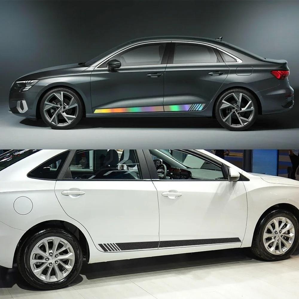2PCS Car Side Skirt Stripes Sticker Vinyl Trims Decals Accessories For  A3 8P 8V 8L 8Y S3 RS3 Sedan Sportback Limousine TFSI