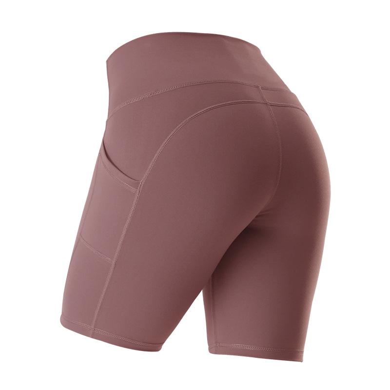 High-Waisted Lulu Style Yoga Cycling Shorts with Pockets - WA47-B