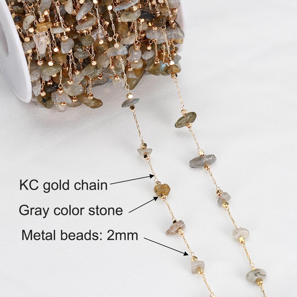 0.5M 1M Colorful Irregular Stone Necklace Chain Imitatied Pearl Copper Chains for DIY Holiday Necklace Jewelry Making Wholesale