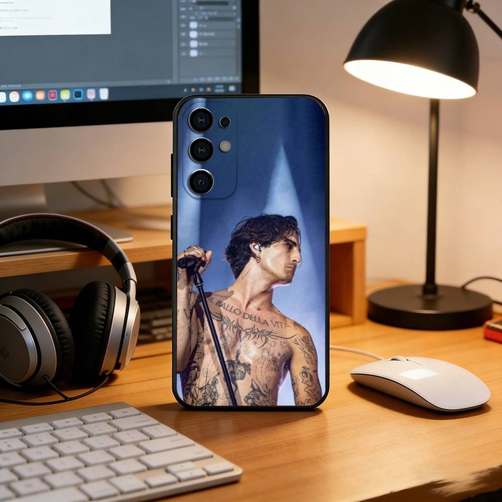 M-Maneskin Damiano David Phone Case Black Silicone Soft For Samsung S25,S24,S21,S22,S23,S30,Ultra,S20,Plus,Fe,Lite