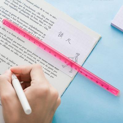 2Pcs Transparent Ruler Stationery Measurement Drawing Tool Not Easily Deformed Colorful Scale Ruler School Supplies