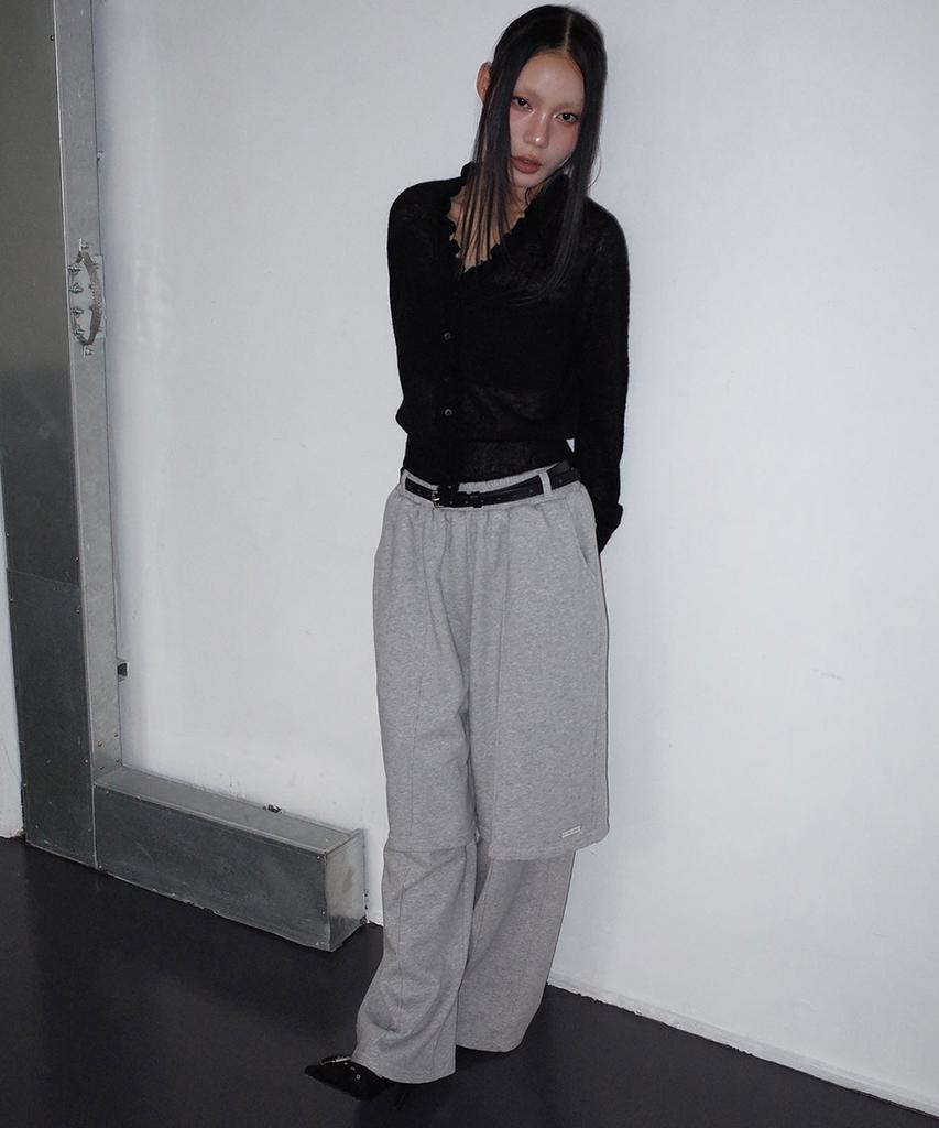 Uusoo Cotton Layered Elastic Waist Pants_ Melange Gray