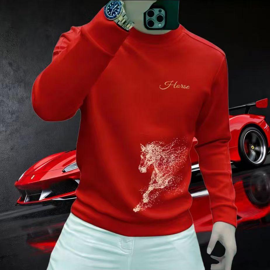 2026 Year of the Horse Red Hoodie - Men s Zodiac New Year Festive Top L
