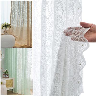 Lace Curtain Easy To Install Punch Free Solid Color 200x140cm French Style Bedroom Window Gauze Home Decor