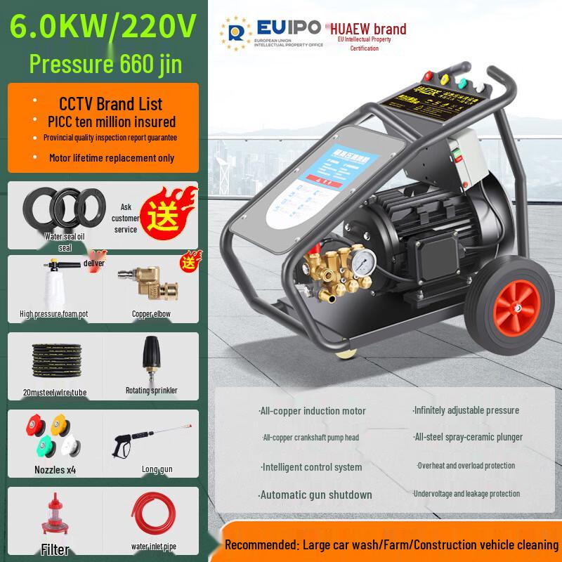 Huayiwo Industrial High-Pressure Washer EW Pump 220V CN plug (adapter included)
