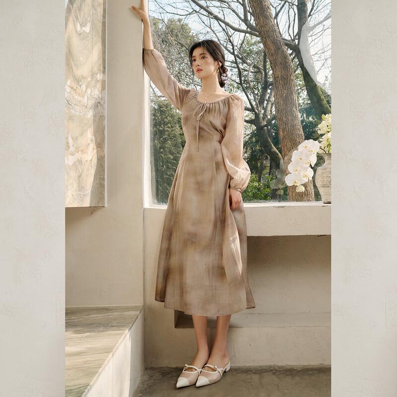 JK&JS 2025 Nowa Chińska Stylistyka Sukienka Długa Rozkloszowana