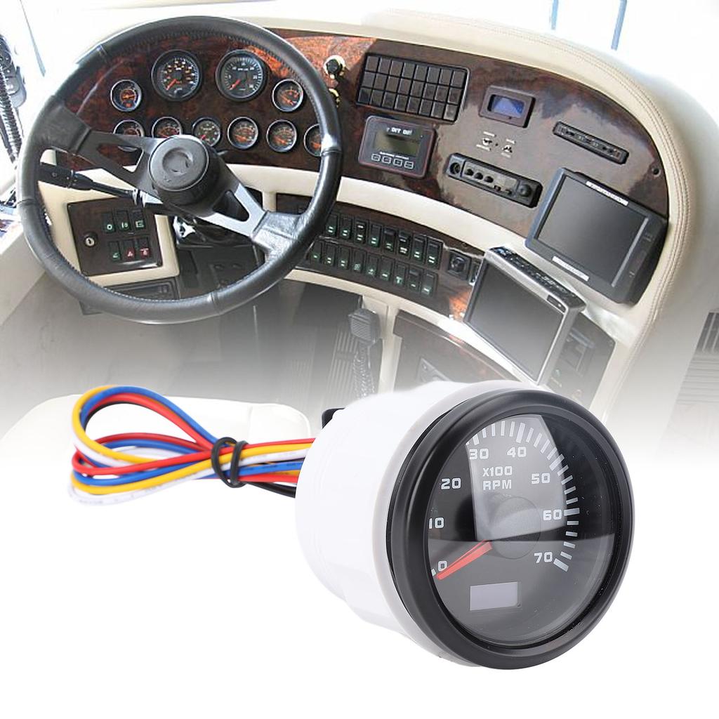 52mm 7000RPM Tachometer with Hourmeter 7 Color Backlight   9-32V RPM Gauge for Truck Tractor Car RV Boat