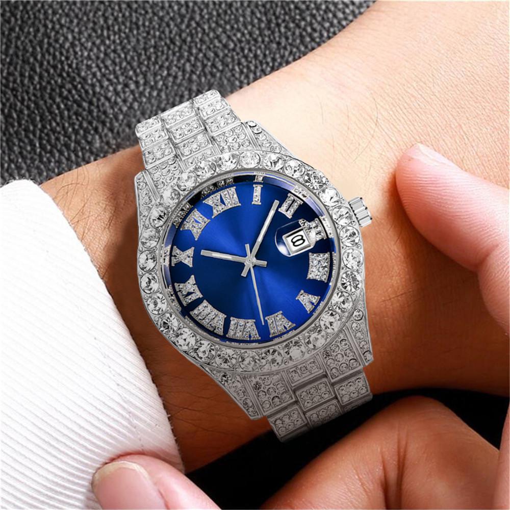 Roman Numeral Full Diamond Ladies Quartz Fashion Watch