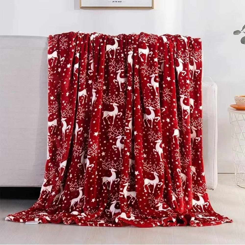 10x110cm Christmas Blanket Cozy Warm Snowflake Christmas Throws Comfortable Breathable Xmas Fleece Blanket Home Sofa Bed Office