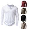 Men's Bamboo Cotton Henley Long-Sleeve T-Shirt - Spring Fashion Casual Top