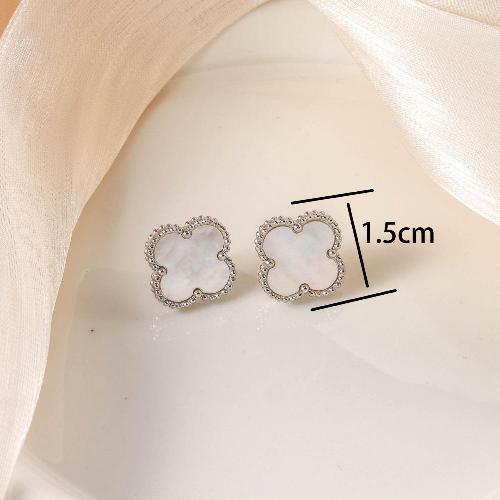 Neue Kleeblatt Ohrstecker Luxuriös Stilvoll Minimalistisch und Elegant 15mm Titanstahl Ohrringe