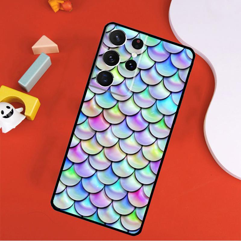 Watercolor Faux Mermaid Scales Phone Case For Samsung Galaxy S25 Ultra S24 Ultra S9 S10 S20 S21 S22 S23 Plus S24 FE Cover