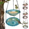 Outdoor Bird Bath Colorful Hanging Bird Bath Feeder Decorative Double Layer Bird Bath for Attract Wild Birds and Hummingbirds