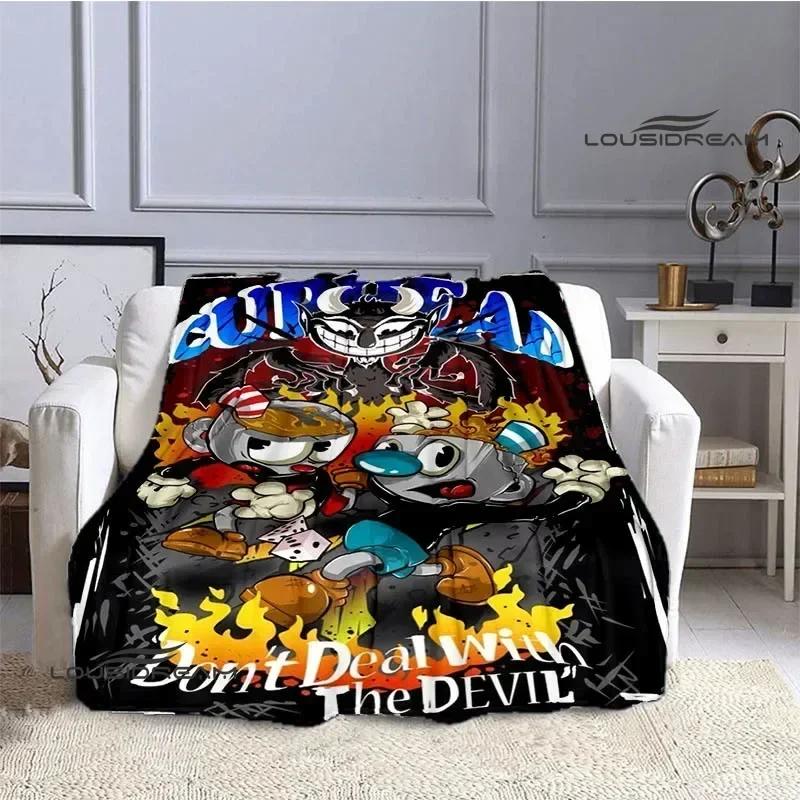 Cuphead Anime Printed Blankets Children's Warm Beautiful Blankets Flannel Soft and Comfortable Blanket Home Travel Birthday Gift