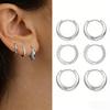 3/6Pcs Minimalist Stainless Steel Huggie Hoop Earrings Set Women Fashion Dainty Round Zircon Drops Earrings Daily Wear Jewelry