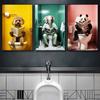Chimpanzee Elephant Panda Animal Posters Print Funny Art Wall Picture Canvas Painting for Bathroom Toilet Room Home Decor Gift