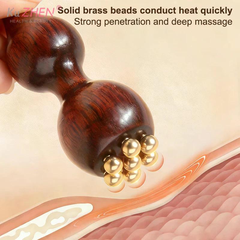 1pc Professional Lotus Seedpod Brass Rosewood Facial Lifting GuaSha Tool Eye Relaxation Spot Meridians Acupoint Massage Handheld