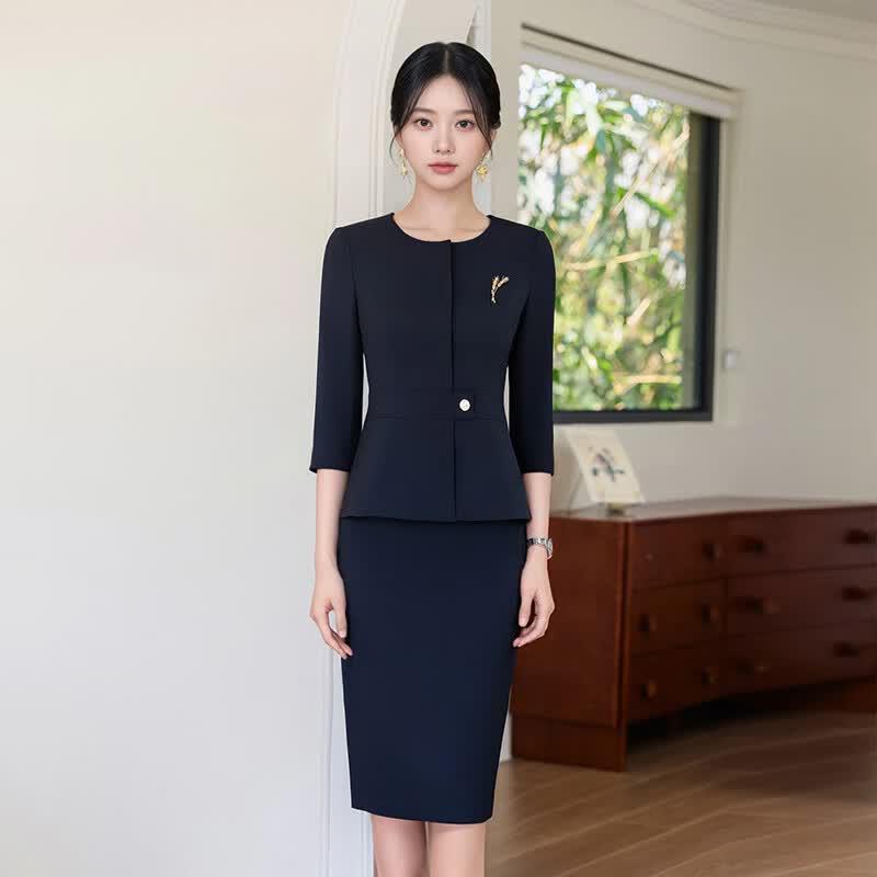 

Teluoman Women s Professional 3/4 Sleeve Suit Set M