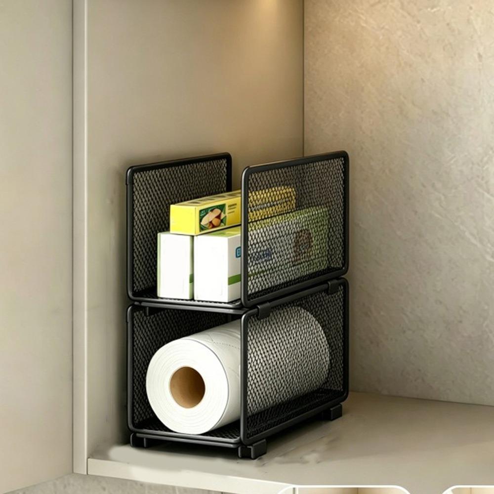 Multi-Layer Plastic Wrap Storage Rack Iron Vertical Storage Rack Cabinet Organizer for Kitchen