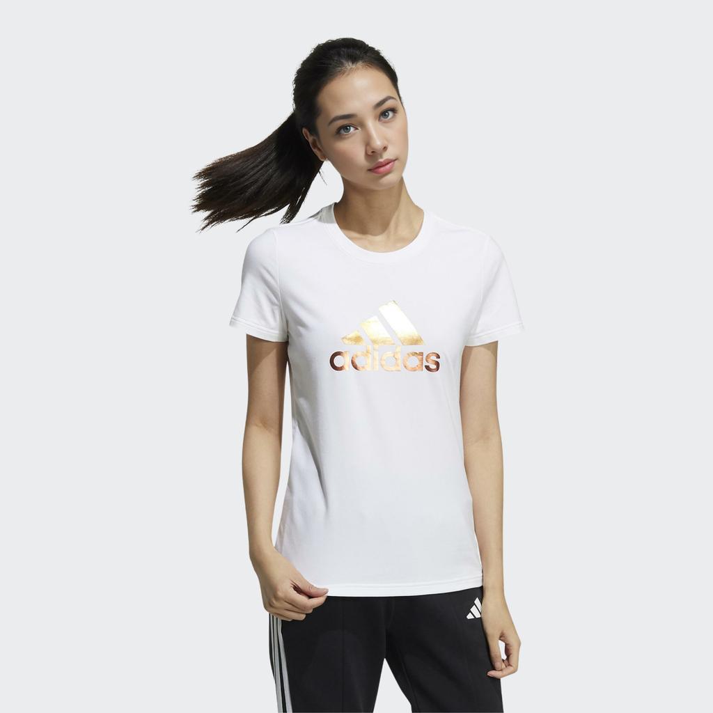 Adidas Fi Tee Foil Logo Print Sports Short Sleeve T-Shirt Women Tops White GP0683