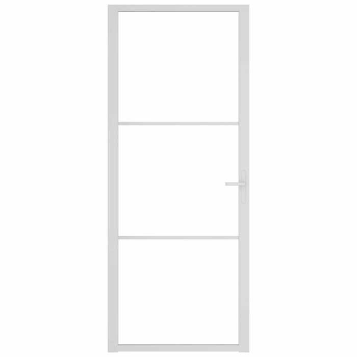 VidaXL Interior Door 83x201.5 Cm White ESG Glass and Aluminum 350569