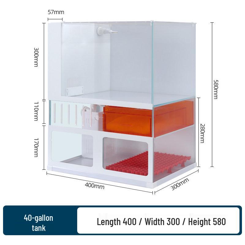 Ultra-White Glass Small Desktop Fish Tank for Home - Stream Landscape for Goldfish or Turtles