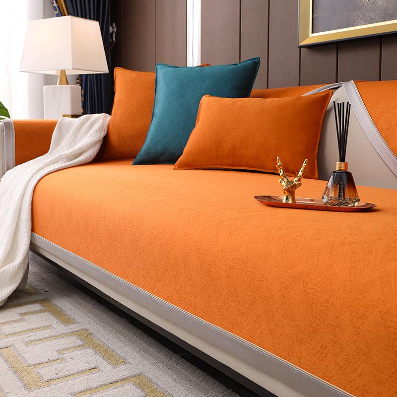 Modern Sofa Cover Gray Wide Edge Solid Color Anti-slip Combination Sofa Cushion Cover Living Room Furniture Dust Protection