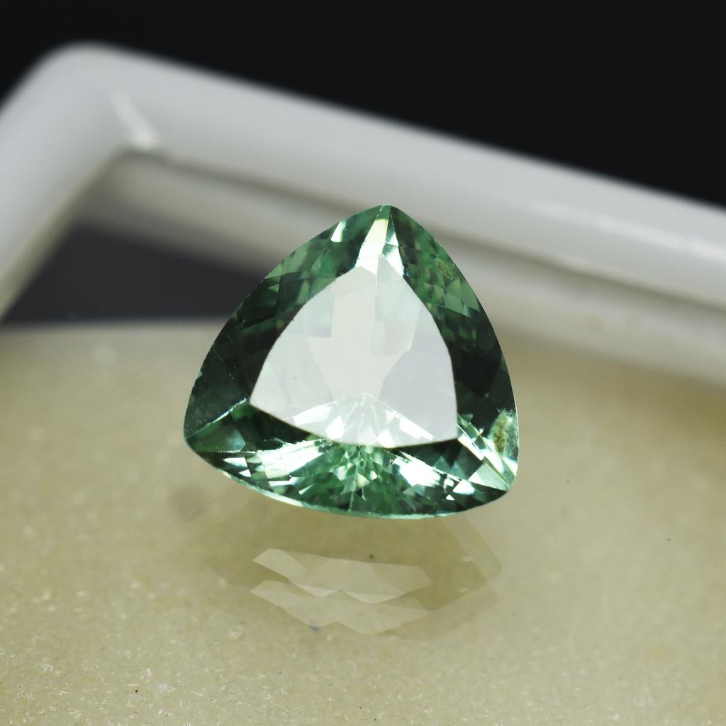 6.95 Ct Bluish Green Sapphire Natural Trillion Certified Beautiful Gemstone