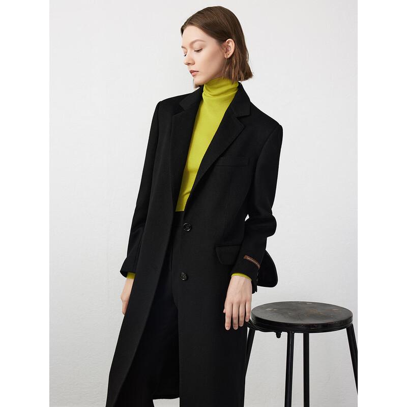 LANCY Women's Wool Blend Retro Suit Collar Coat