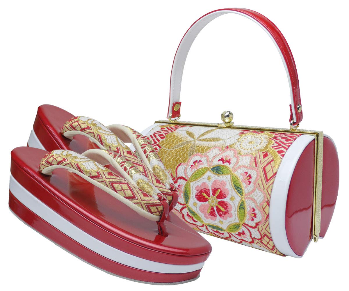 

5 видов сандалий и набор сумок из ткани оби для кимоно [НИШИОРИ] с длинным рукавом (LL, W43-1)