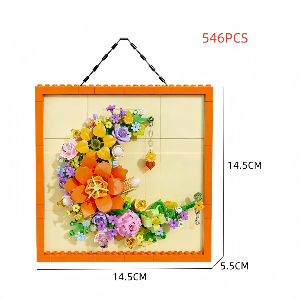 KNEW BUILT Innovative Building Block Flower 3D Po Frame Ornament-Ideal DIY DecorGift for GirlWall Hanging & Educational Toy