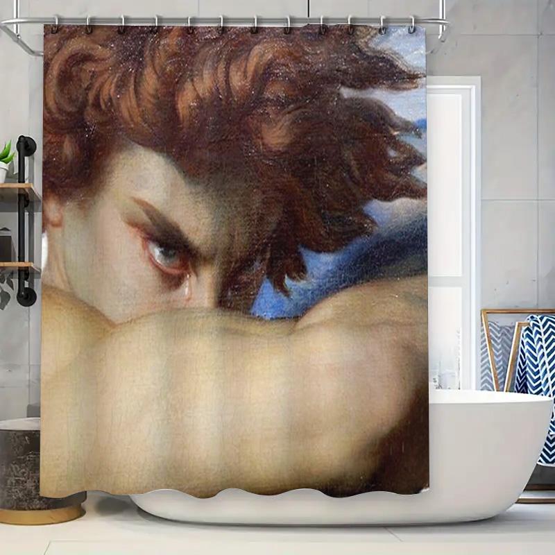

Vintage Renaissance Portrait Shower Curtain Biblical Art Bathroom Decor Religious Wall Tapestry Backdrop Scenic Home Decor W60H190(CM)-1 Pcs