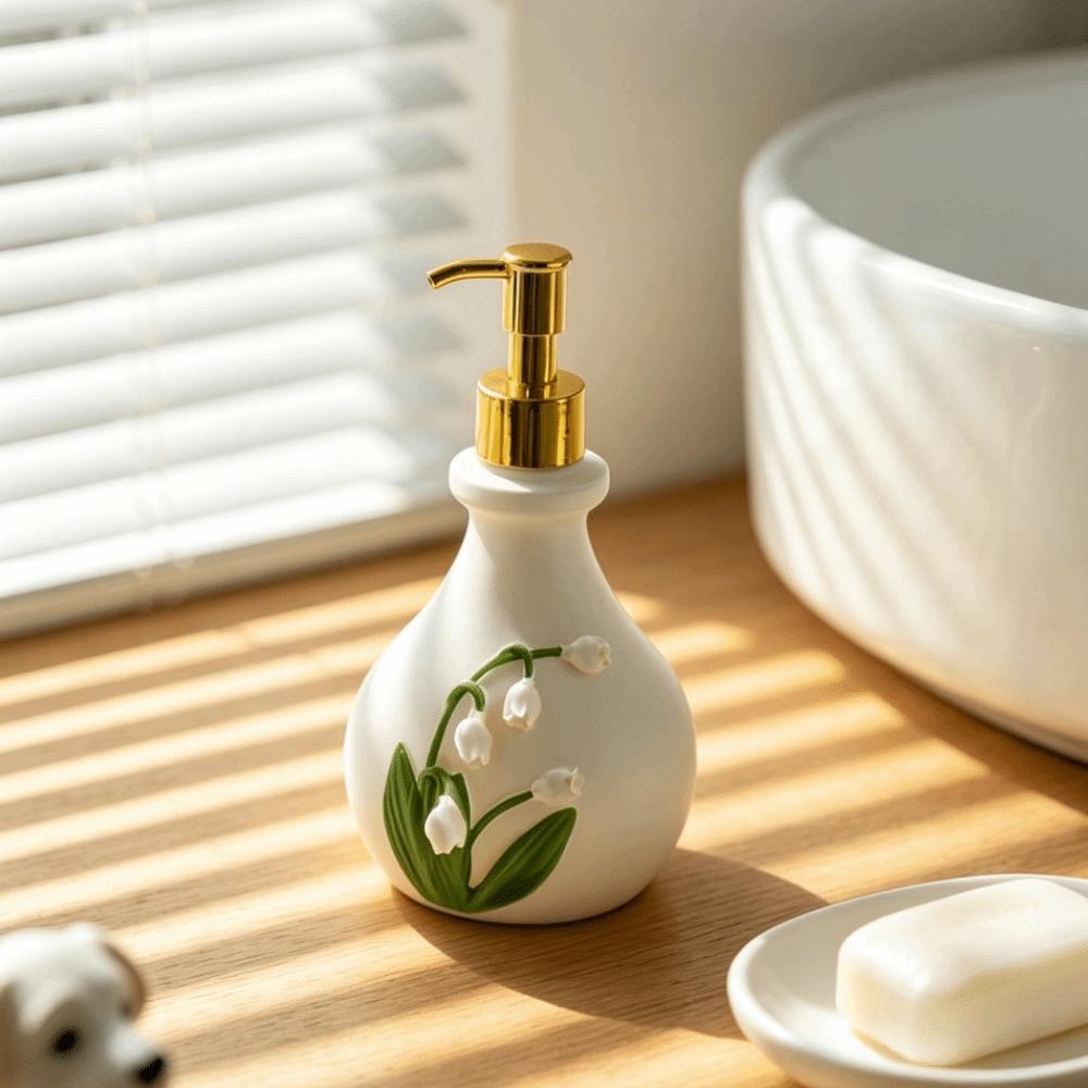 Vintage 3D Floral Resin Soap Dispenser French Retro Hand Soap Holder Luxury Gift золотой