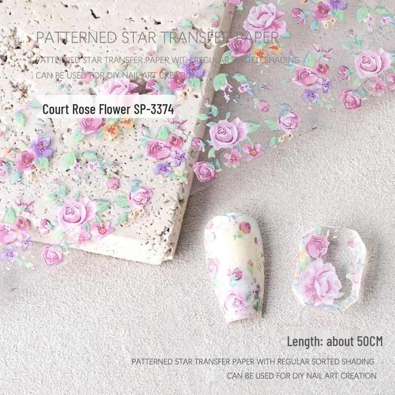 Starry Sky Rose Flower Nail Art Transfer Stickers