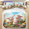 Sheep Pattern Bedding Quilt Set Quilt Cover Pillowcase Home Decoration Birthday Gift (1 * duvet cover + 2 * pillowcase, without core)