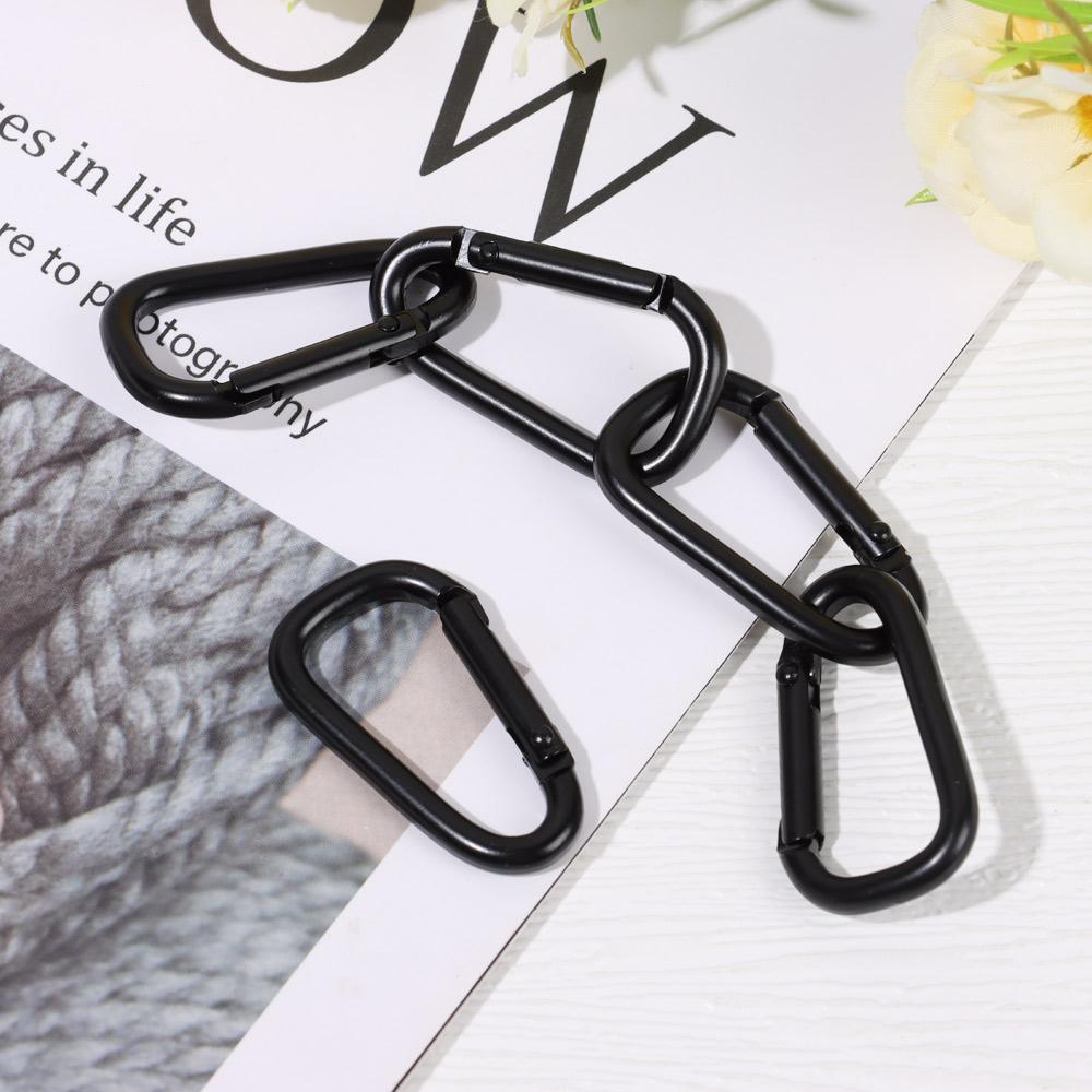 Aluminium Safety Camping Hiking Hook Buckle Keychain Alloy Carabiner Black Climbing Button