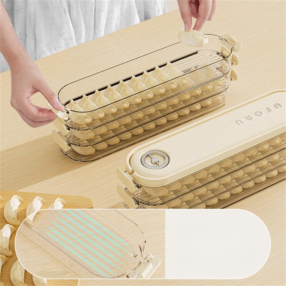 Multilayer Dumpling Box Space Saving Fresh Keeping Storage Box Kitchen Refrigerator Quick Freezer Timerr Storage Case with Lid