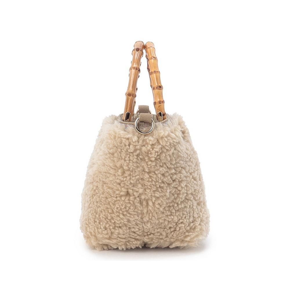 Lesportsac First Warm Beige Fur Extra Small Bamboo Tote Bag [1063.Hb89]