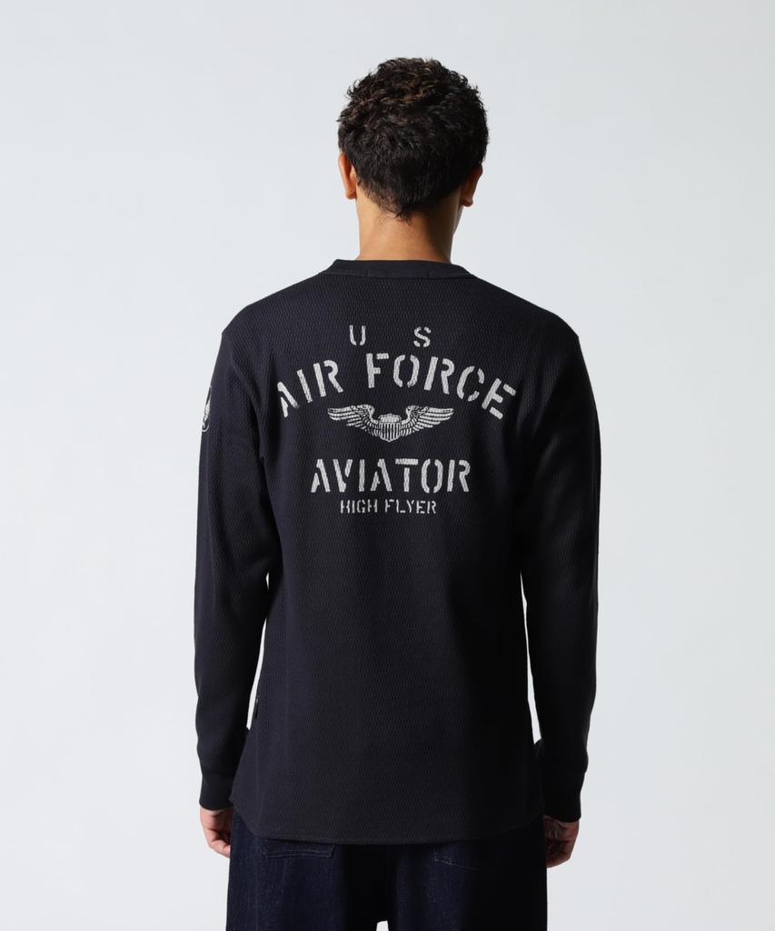 AVIREX HONEYCOMB WAFFLE USAF L/S T-SHIRT navy