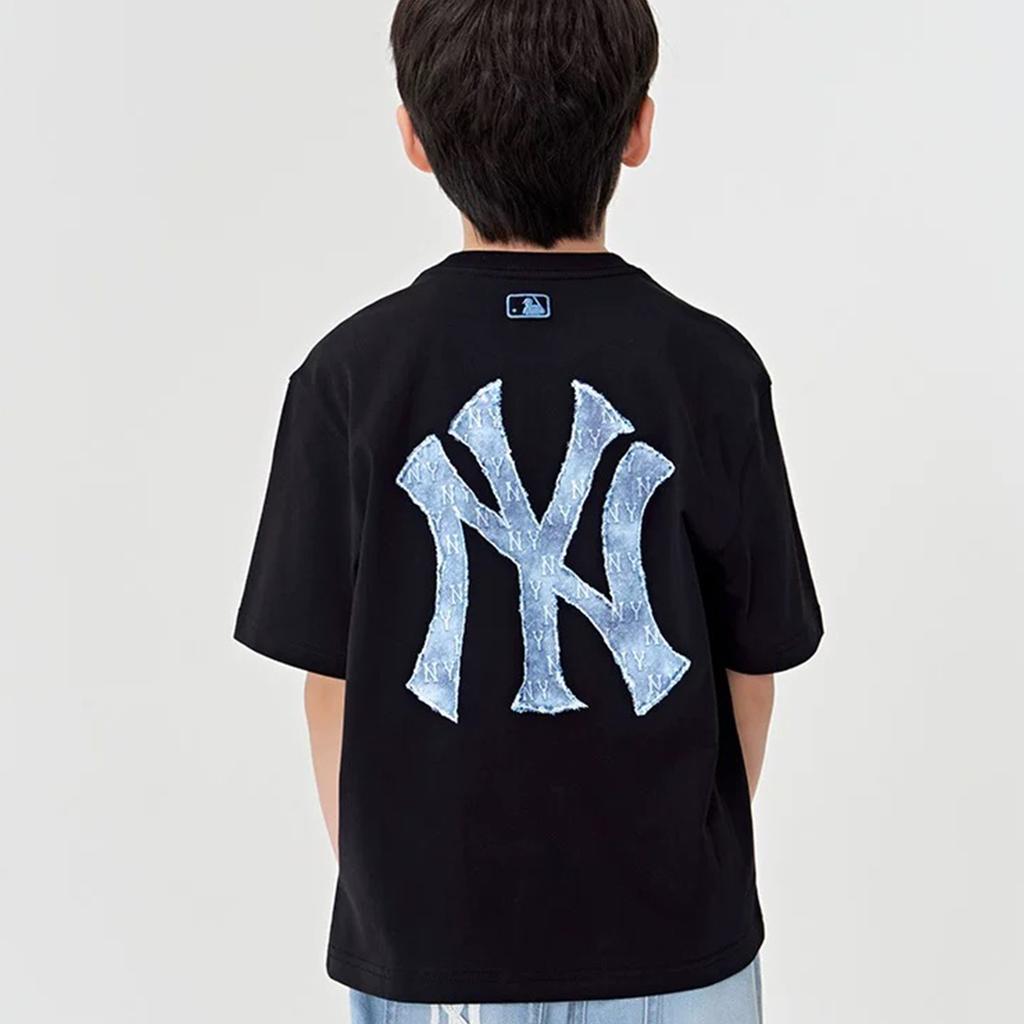 New MLB MONOGRAM Collection New York Yankees T Shirt SS25 Black Kids' 7ATSMV453-50BKS