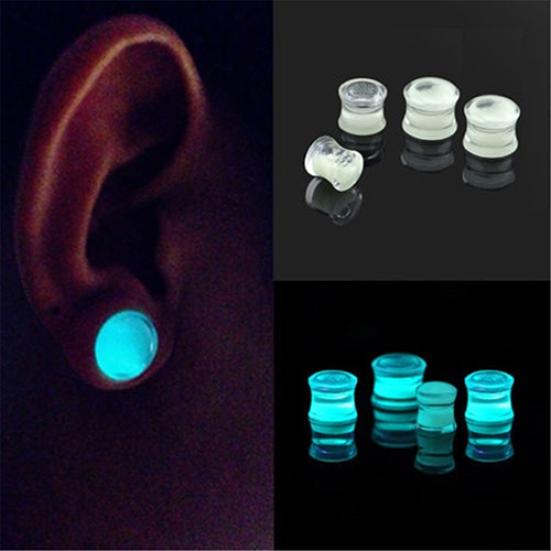 Unisex Glow In the Dark Double Flared Saddle Ear Gauge Plug Body Piercing
