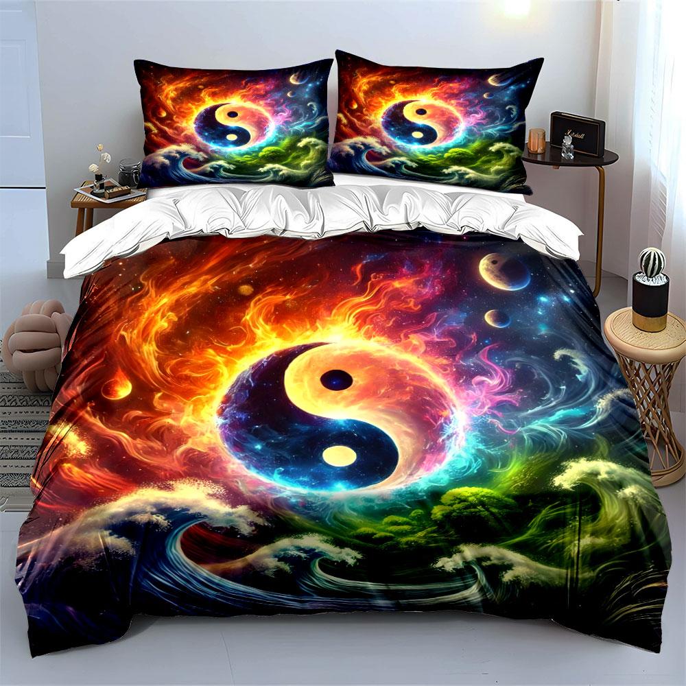 Yin Yang Elements Decor Set Soft Comfortable Duvet Cover Bedding Set Included 1*Duvet Cover & 2*Pillowcases, Gift
