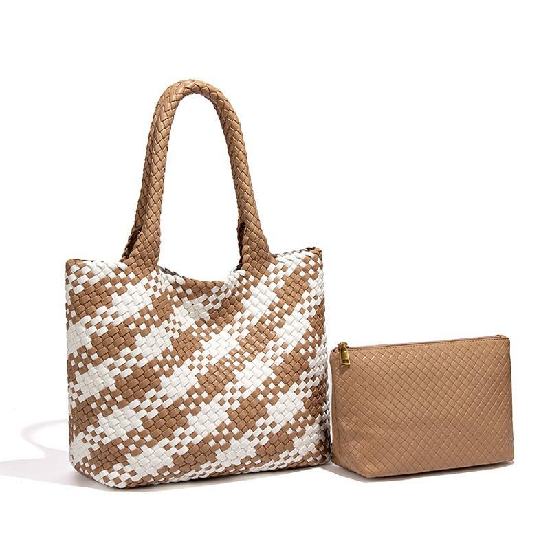Fashionable High-end Hand-woven Bag Large Capacity Tote Light Luxury Commuting Hand Shoulder Underarm