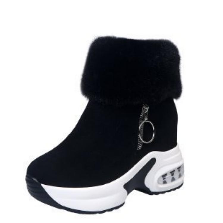 Autumn Winter Plus Size Women's Thick Soled Snow Boots Comfortable Warm Sponge Cake Slope Heel Velvet Short Cotton Boots 35-43