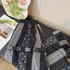 Women's Autumn 2025 Floral Patchwork Ruffle A-line High-Waisted Skirt