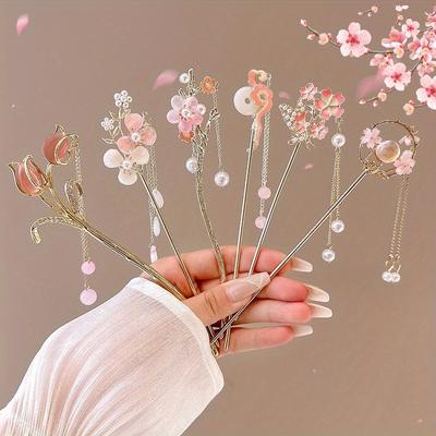 Romantik Çin Tarzı Saç Çubuğu Alaşım Takı Kadın Saç İğnesi Günlük Kullanıma Uygun Hediyeler Kız Çocuk Moda Saç Aksesuarları